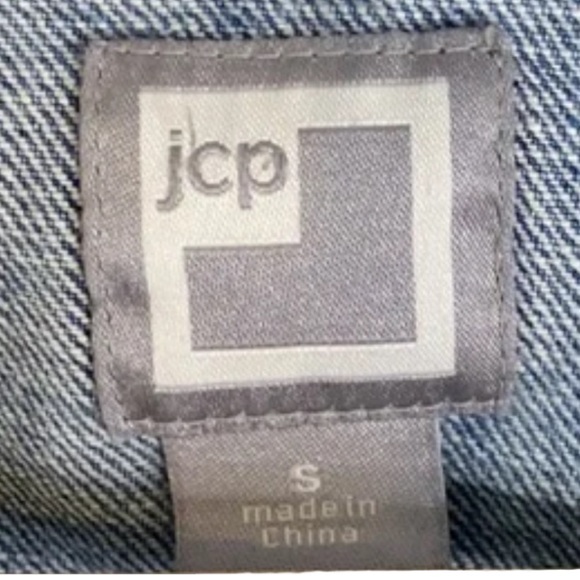 JCP Women’s Medium Rinse Cropped Waist Blue Jean Jacket Size Small - Picture 5 of 5